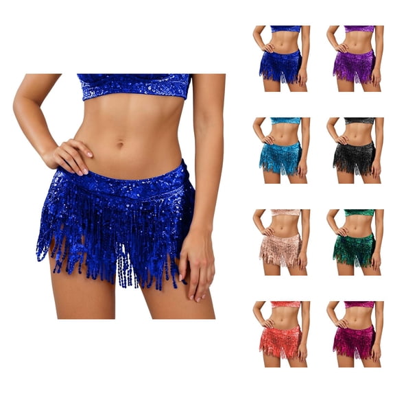 Sequin Fringe Skirts for Women Sparkly Latin Dance Skirt Glitter Sequin Tassel Skirt Mini Skirt Rave Outfits