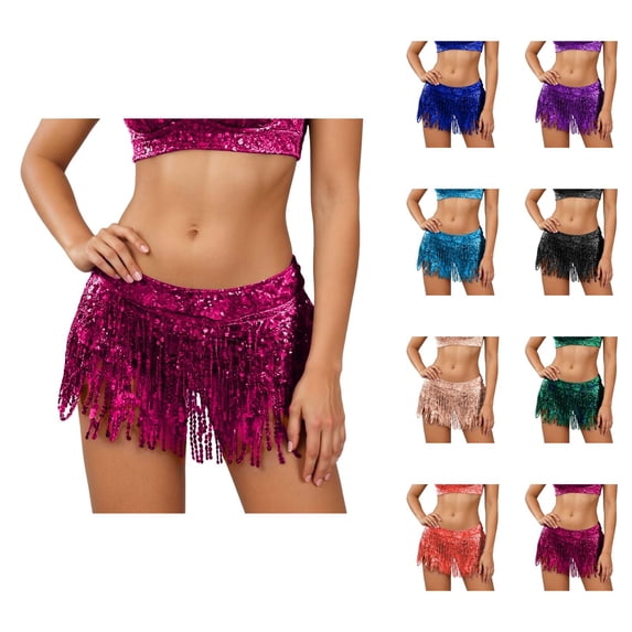 Sequin Fringe Skirts for Women Sparkly Latin Dance Skirt Glitter Sequin Tassel Skirt Mini Skirt Rave Outfits
