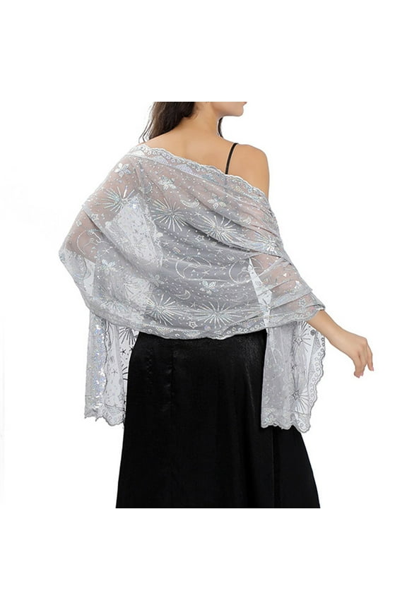 Sequin Glitter Beaded Shawl Scarf Wrap Formal Evening Party Prom Wedding