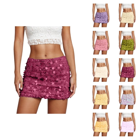 Sequin Glitter Bodycon Mini Skirt With Reflective Metallic Shine For Night Out Party And Club Wear