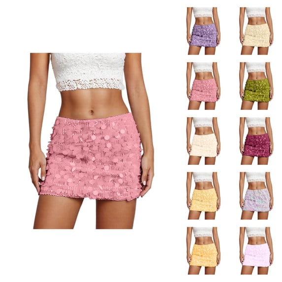 Sequin Glitter Bodycon Mini Skirt With Reflective Metallic Shine For Night Out Party And Club Wear