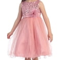 thumbnail image 1 of Sequin Glitter Round Neck Tulle Overlaid Big Flower Girls Dresses Rose 12, 1 of 2