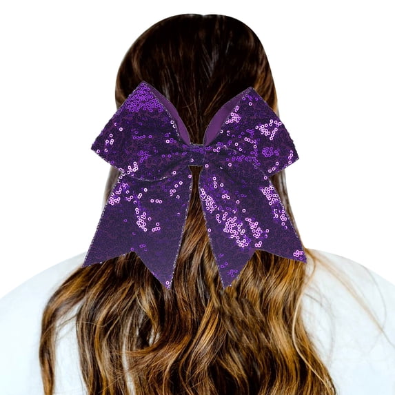 Sequin Hair Bows Helii Large Sparkle Bowknot Bow Clips Elastic Ponytail Holder Non-Slip Fashion Accessories Daily Wear School Party Dress Under $5 |Multiple Colors