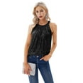 thumbnail image 1 of Sequin Halter Tops for Women Sleeveless Sparkly Shiny Tank Tops Ruched Flowy Sparkly Club Outfits Party Shirt Black S, 1 of 5