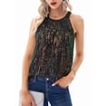 thumbnail image 1 of Sequin Halter Tops for Women Sleeveless Sparkly Shiny Tank Tops Ruched Flowy Sparkly Party Shirt Dark Green XXL, 1 of 8