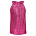 thumbnail image 1 of Sequin Halter Tops for Women Sleeveless Sparkly Shiny Tank Tops Ruched Flowy Sparkly Party Shirt Rose Red L, 1 of 7