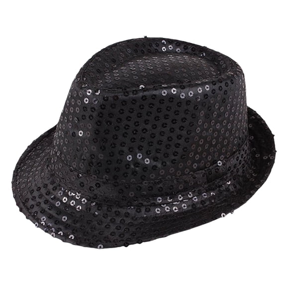 Sequin Hat Glitter Solid Color Dance Jazz Hat Western Retro Disco Cap Unisex Costume Cap for Women Men Party Supplies