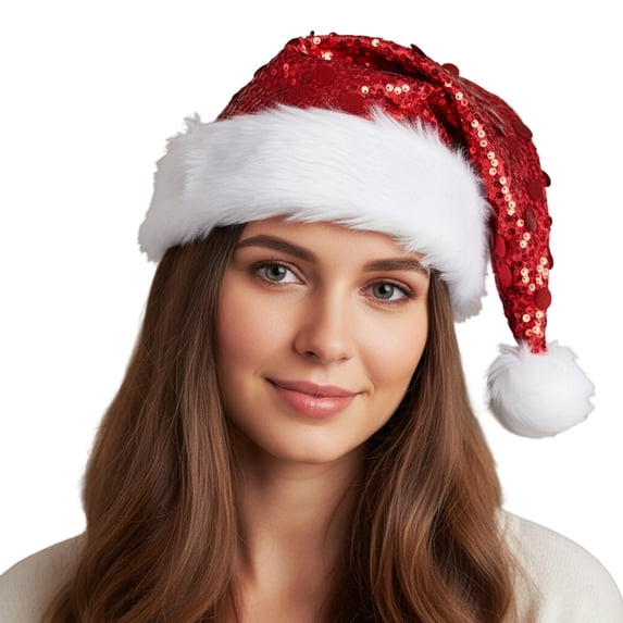 Sequin Hat With Ear Festive Holiday Party Novelty Cap For Winter Outdoor Activities