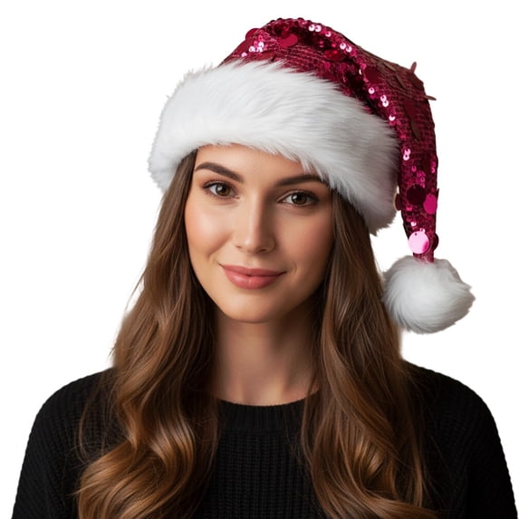 Sequin Hat With Ear Festive Holiday Party Novelty Cap For Winter Outdoor Activities