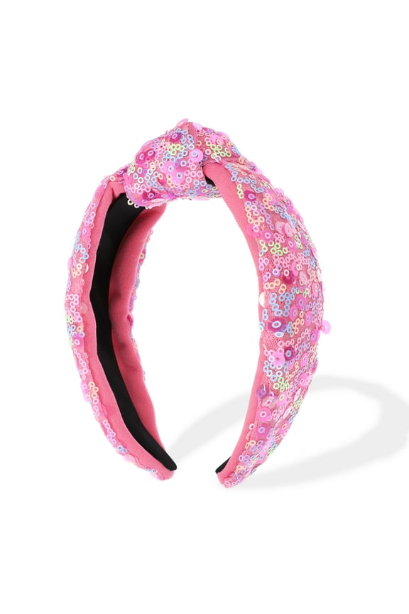 Sequin Headband for Women Rainbow Knotted Hair Bands Accessories Sparkly Girls Headbands Pink