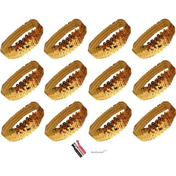 Sequin Headbands 12 Girls Headband Sparkly Hair Head Bands Gold