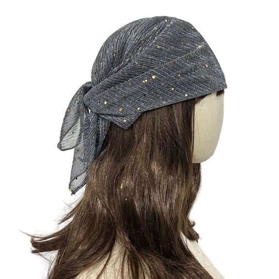 Sequin Headscarf,Multi-Purpose Turban Headband Square Scarf,Adjustable Strap Bohemian Style Head Wrap for Travel Vacation