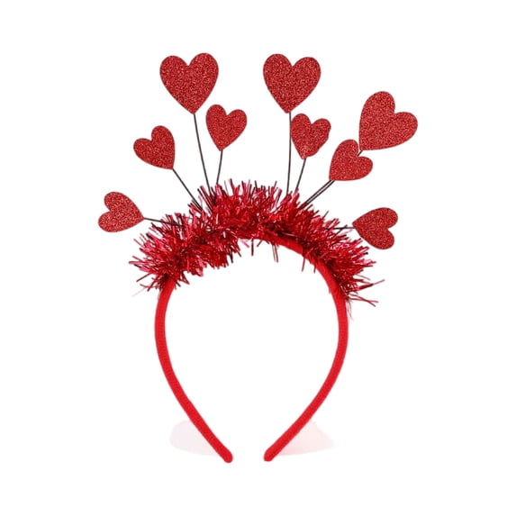 Sequin Heart Crown Hair Hoop for Women Valnetine's Day Rose Headband Cupid Fringe Trim Heart Hair Accessories for Party Wedding 1 PC Multicolor One Size