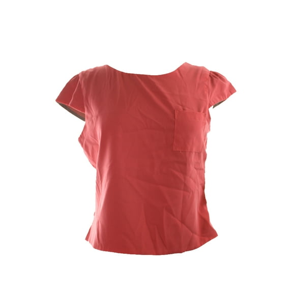 Sequin Hearts Coral Cap-Sleeve V-Back Top L