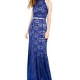 thumbnail image 1 of Sequin Hearts Womens 2 Piece Lace Halter Gown Dress, Blue, Juniors, 0, 1 of 1