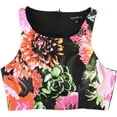 thumbnail image 1 of Sequin Hearts Womens Floral Knit Blouse, Black, Juniors, 5, 1 of 1
