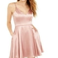 thumbnail image 1 of Sequin Hearts Womens Front Pocket Fit & Flare Dress, Pink, Juniors, 15, 1 of 3