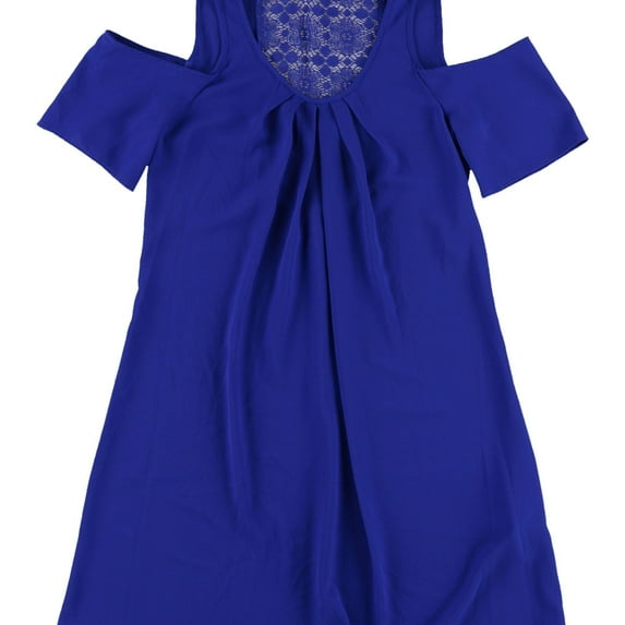 Sequin Hearts Womens Lace-Back Shift Dress, Blue, XX-Small