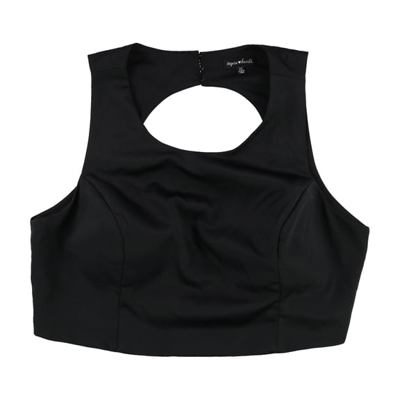 Sequin Hearts Womens Open Back Knit Blouse, Black, Plus Size, 22W