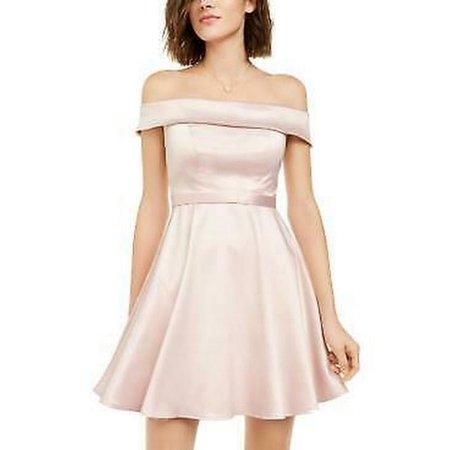 Sequin Hearts Womens Zippered Short Sleeve Dress, Size 13: 13/ champagne
