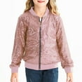 thumbnail image 1 of Sequin Jacket Girls Winter Zip Up Crew Neck Soild Color Shiny Print Kids Coats(5 Years 5T,Pink), 1 of 4