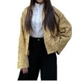 thumbnail image 1 of Sequin Jacket Plus Size Women Casual Long Sleeve Stand Collar Coats with Pockets Fashion Loose Blazer Coat (Gold M), 1 of 5