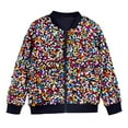 thumbnail image 1 of Sequin Jacket for Kids Gradient Multicolor Print Crew Neck Zip Up Girls Perform Coats Boys Christmas Tops 10-12 Years 10Y,Black, 1 of 2
