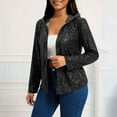 thumbnail image 1 of Sequin Jackets for Women Fall Cardigan Sparkly Full Zipper Long Sleeve Hooded Sweatshirts, 1 of 8