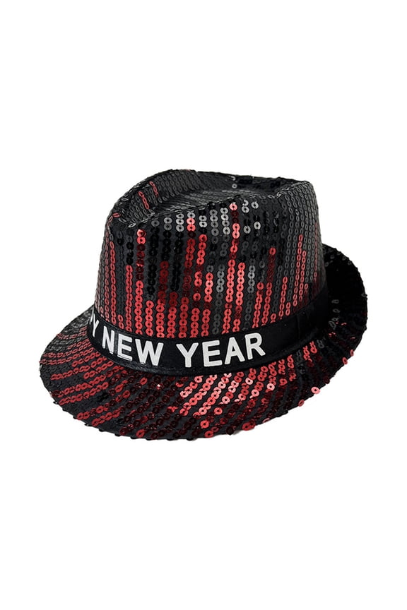 Sequin Jazz Bucket Hat Festive Party Accessories for Year’s Eve Celebration Shiny Novelty Headwear Red One Size