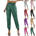thumbnail image 1 of Sequin Joggers Pants High Waist Stretchy Sequin Shiny Party Pants Clubwear Carnival Performance Outfit Women Sweatpants, 1 of 8