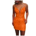 thumbnail image 1 of Sequin Lace Tight Homecoming Dresses Sparkly For Teens Spaghetti Straps V Neck Short Prom Dress Mini Gown, 1 of 5
