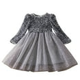thumbnail image 1 of Sequin Long Sleeve Dresses for Toddler Girl Sparkly Birthday Party Sundress Mesh Princess Tulle Dress, 1 of 4