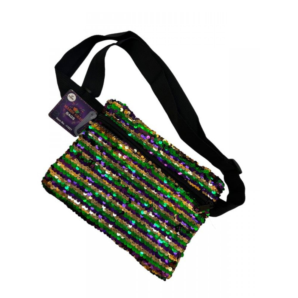 Sequin Mardi Gras Bag Purse Purple Green Gold Walmart