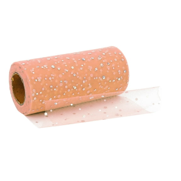 Sequin Mesh Ribbon, 5.9 Inch Wide 10 Yard Length Gold Thread Polka Dot Tulle For Flower Wrapping Wedding Venue Decoration DIY Craft Bow Holiday Embellishment Champagne