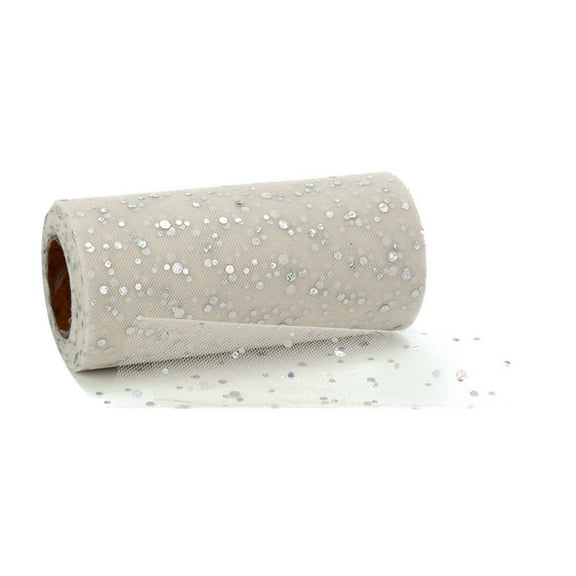 Sequin Mesh Tulle Roll 15cm x 10 Yards Decorative Netting Fabric for Events Table Runner Gift Wrapping Crafts