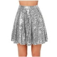 thumbnail image 1 of Sequin Mid Waist Mini Skirt Women Flared Skirt Glitter Sequin Sparkle Dress Fashion Dress, 1 of 6