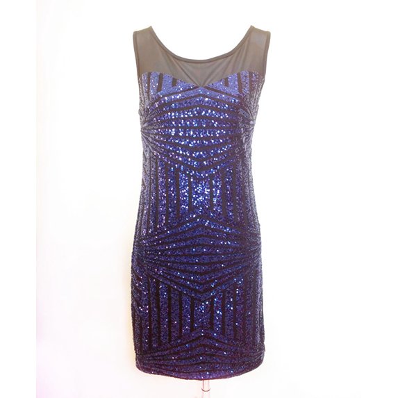 Sequin Mini Party Bodycon Dress Draping Lace Up back Stretchy Art Deco Tank Dress