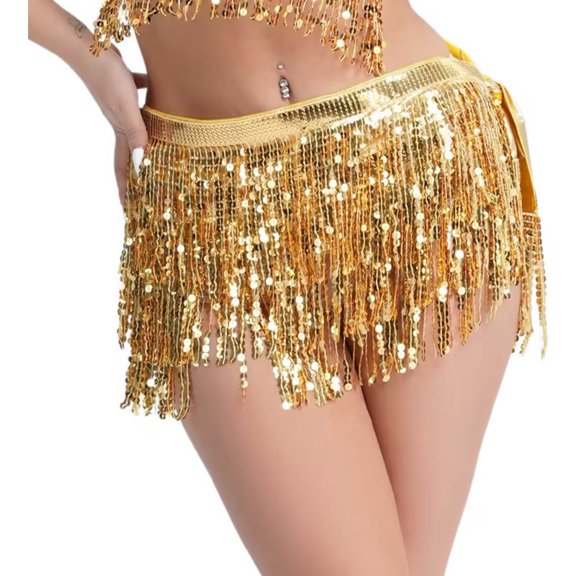 Sequin Mini Skirts Women Shiny Fringe Tutu Dress Sexy Glitter Hip Scarf Costume Skort