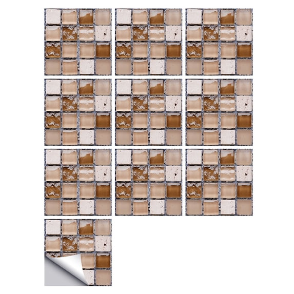 Sequin Mosaic Tile Wall Sticker,1 Set Of 10 Pieces,1Set 10Pc Self Adhesive Tile 3D Sticker Kitchen Bathroom Wall Sticker Decoration,Wall Stickers,Home Wall Stickers