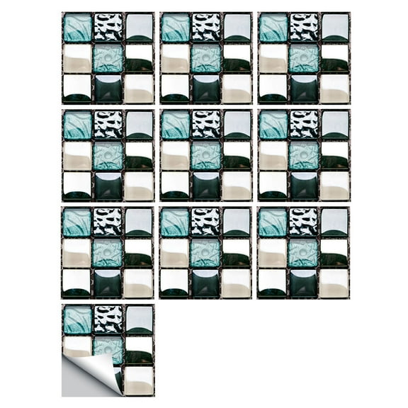 Sequin Mosaic Tile Wall Sticker L,1 Set Of 10 Pieces,1Set 10Pc Self Adhesive Tile 3D Sticker Kitchen Bathroom Wall Sticker Decoration,Wall Stickers,Home Wall Stickers