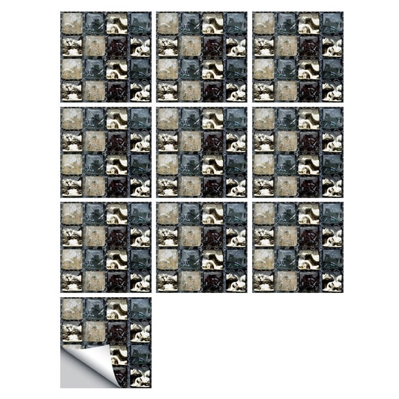 Sequin Mosaic Tile Wall Sticker Wall Decal, 1 Set Of 10Pc Wall Sticker(Pvc, One Size)