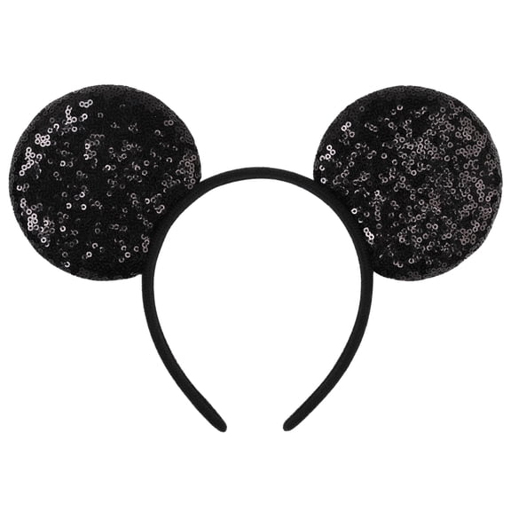 Sequin Mouse Ear Headband, Classic Black, 1 Count