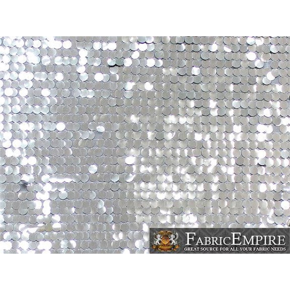 Sequin NEW Paillette Glossy Dangle Mesh SILVER Fabric / 52" W / Sold by the yard