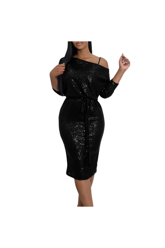 Sequin Off Shoulder Two Piece Sexy Party Dress For Women Elegant Evening Gown And Skirt Set