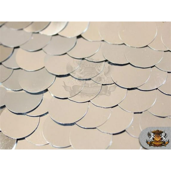 Sequin Paillette Glossy Dangle Mesh SILVER Fabric / 52" W / Sold by the yard