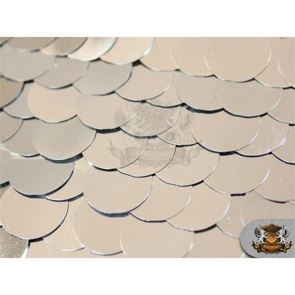 Sequin Paillette Glossy Dangle Mesh SILVER Fabric / 52" W / Sold by the yard