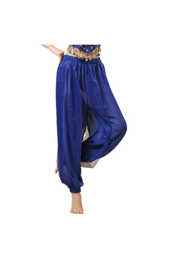 Sequin Pants Belly Dance Performance Dance Pants Chiffon Highlight Pants