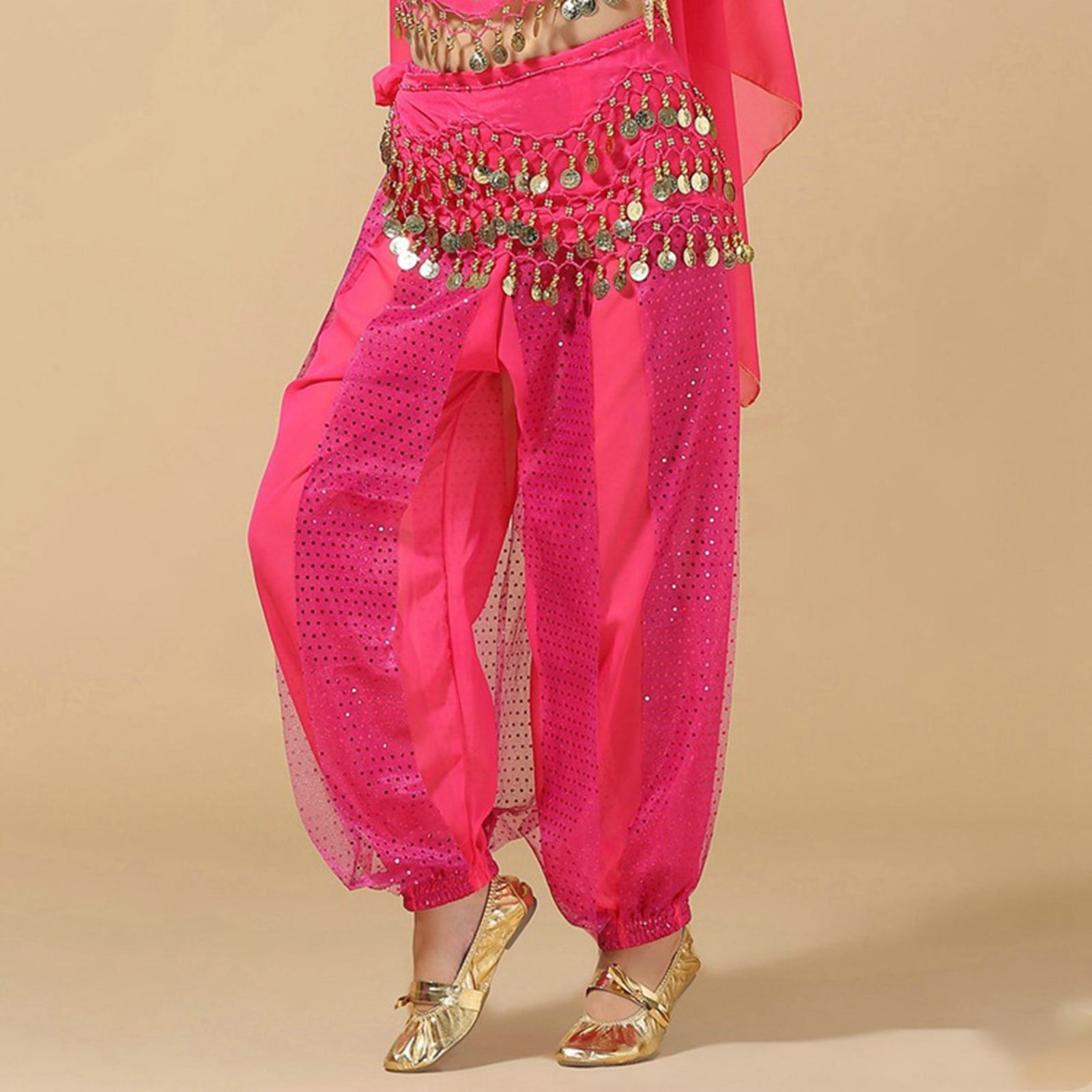 Sequin Pants Belly Dance Performance Dance Pants With Waist Chain ...