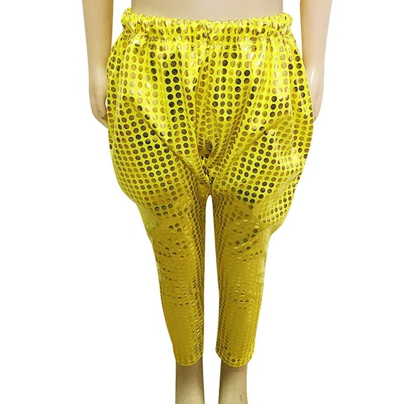 Sequin Pants Girls Boys Sparkly High Elastic Waist Leggings Birthday Party Carnival Dance Trousers Kids Stylish Summer Bottoms Gold 18-24 Months
