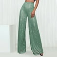 thumbnail image 1 of Sequin Pants for Women Baggy Glitters Wide Leg Pants Shiny Palazzo Pants Color GN1 Size L, 1 of 4